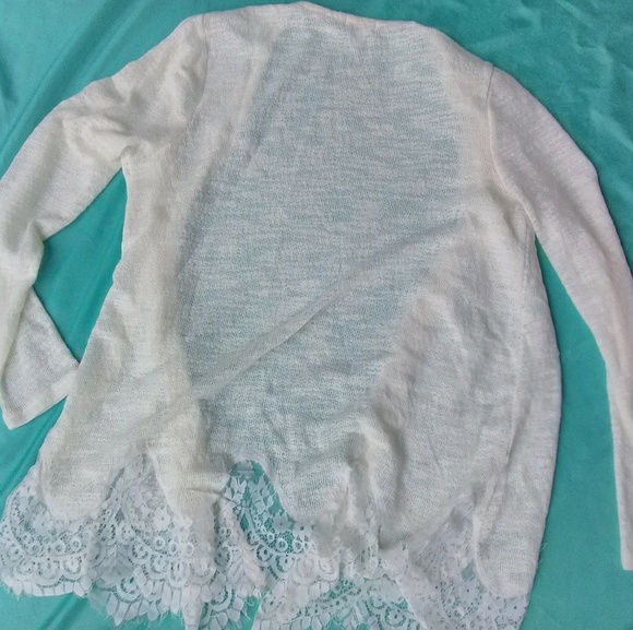 Ivory Knit and Lace Cardigan Sweater LAST ONE! - Picture 4 of 8
